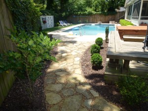 Backyard after our hardscape and landscaping design and installation services